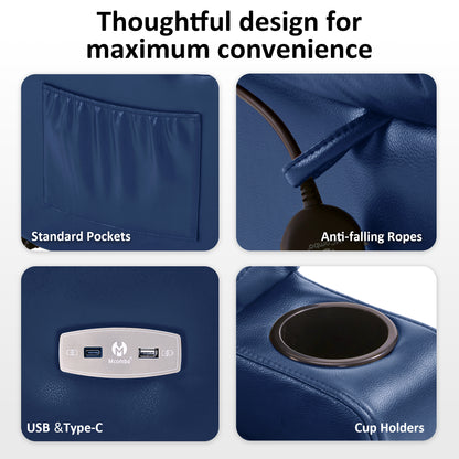 Power Lift Recliner Chair for Elderly, Triple Motor, Massage and Heat, Faux Leather 7661|7662