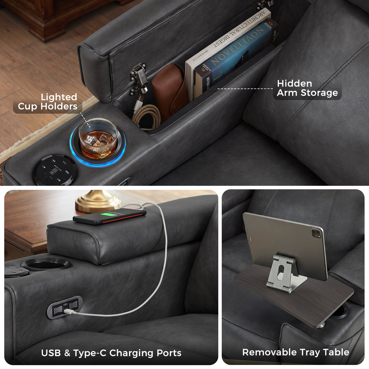 Wall Hugger Recliner Chair for RV, Theater Seating, HTS859