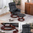 Mcombo Swiveling Recliner Chair with Wrapped Wood Base and Matching Ottoman Footrest, Furniture Casual Chair, Faux Leather 9019