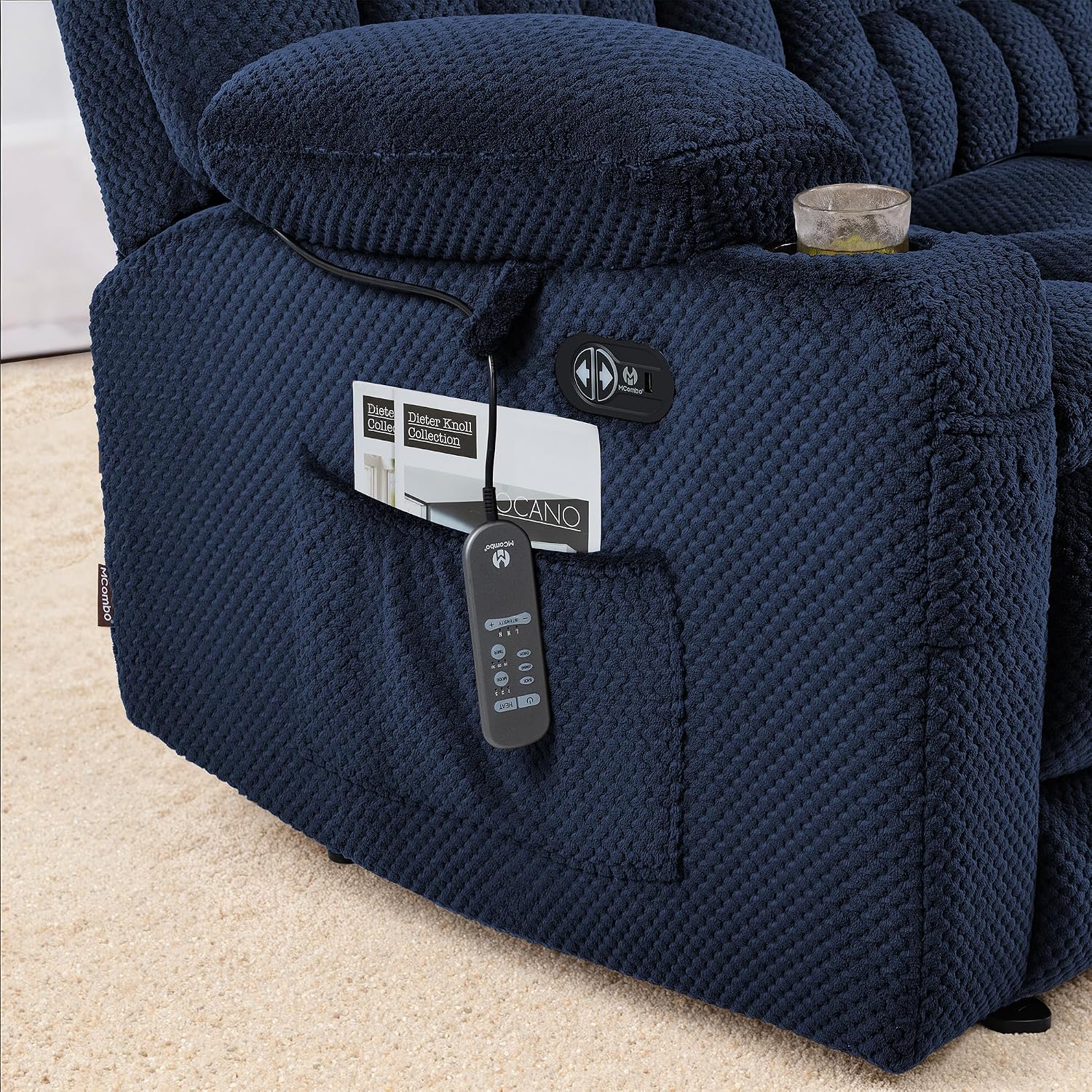Power Reclining Loveseat with Heat and Massage, Fabric 6314|6316M3