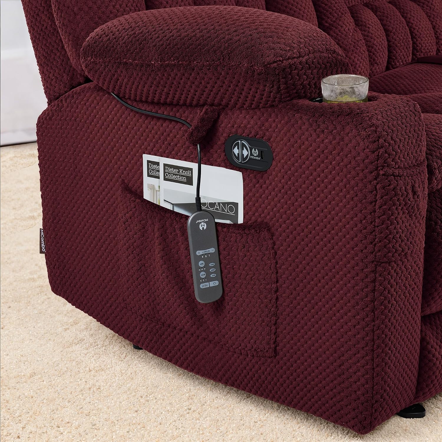 Power Reclining Loveseat with Heat and Massage, Fabric 6314|6316M3