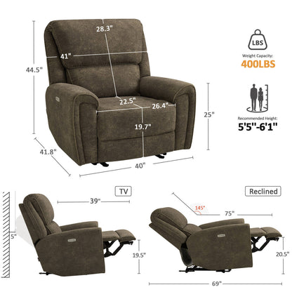 MCombo Power Recliner Chair Oversized 400 Pounds, Electric Recliner Chairs for Adults, Oversized Recliner Sofa Chair for Home, Living Room, Bedroom OE675 (Recommended Height: 5'5"-6'1")