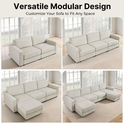 Oversized Sectional Sofa with 26" Deep Seat, Storage Ottoman, Pet-Friendly Fabric S6366