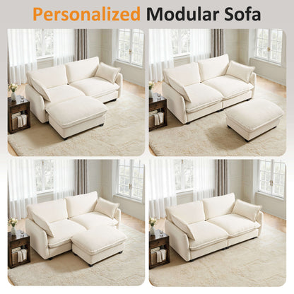 Oversized Cloud Modular Sectional Sofa, FSC Certified Sectional Couches with Ottoman for Living Room S0701