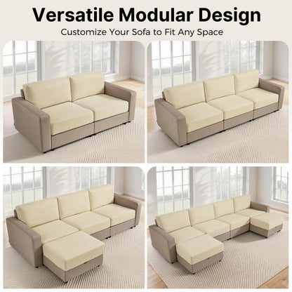 Oversized Sectional Sofa with 26" Deep Seat, Storage Ottoman, Pet-Friendly Fabric S6366