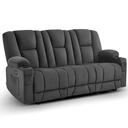 81 in 3 Seater Reclining Sofa with Heat and  Massage 6034M3
