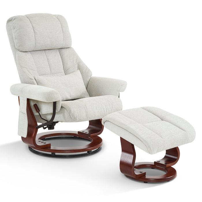 MCombo Swivel Recliner with Ottoman, Reclining Chair with Massage, Chenille Lounge Chair for Living Room Bedroom 4441