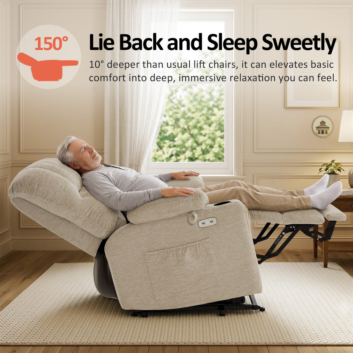 Power Lift Recliner Chair, Massage and Heat, Fabric 7095|7099|R7092|R7096