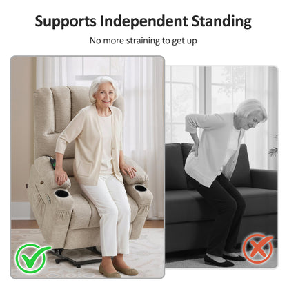 Power Lift Recliner Chair, Massage and Heat, Fabric 7095|7099|R7092|R7096