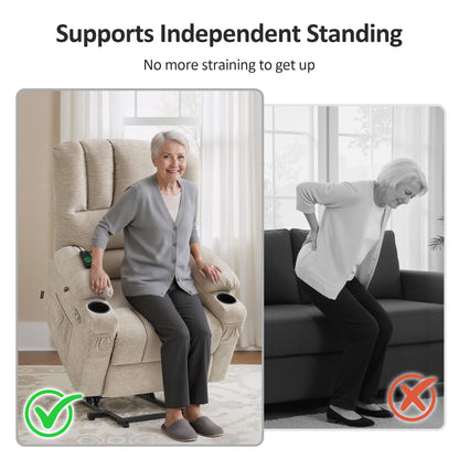 Power Lift Recliner Chair, Massage and Heat, Fabric 7095|7099|R7092|R7096