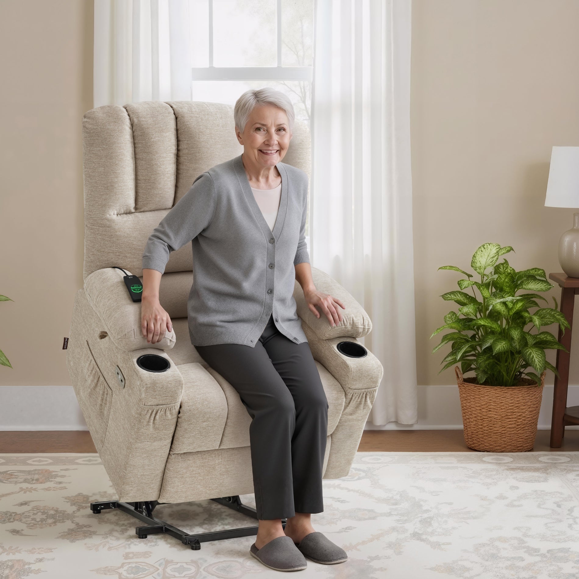 Power Lift Recliner Chair, Massage and Heat, Fabric 7095|7099|R7092|R7096