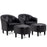 Mcombo Accent Club Chair, Barrel Chair with Ottoman, Faux Leather Arm Chair for Living Room Bedroom, Small Space 4022