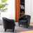 MCombo Accent Club Chair, Barrel Chair with Ottoman, Faux Leather Arm Chair for Living Room Bedroom, Small Space 4022