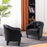 Mcombo Accent Club Chair, Barrel Chair with Ottoman, Faux Leather Arm Chair for Living Room Bedroom, Small Space 4022
