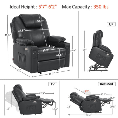 Power Lift Recliner Chair for Elderly, Massage and Heat, Faux Leather 7040|7516|7141|R7045|R7510|R7042