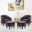 Mcombo Accent Club Chair, Barrel Chair with Ottoman, Faux Leather Arm Chair for Living Room Bedroom, Small Space 4022
