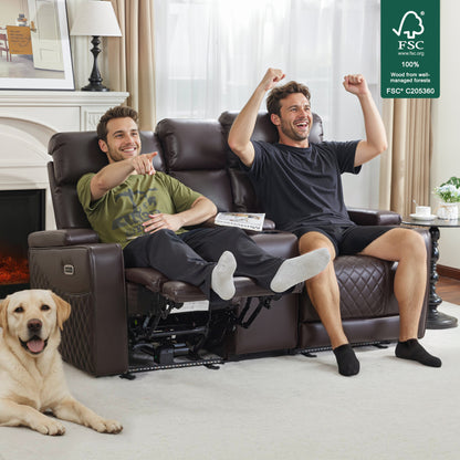 Power Reclining Loveseat with Console, Home Theater Seating, Faux leather HTS480