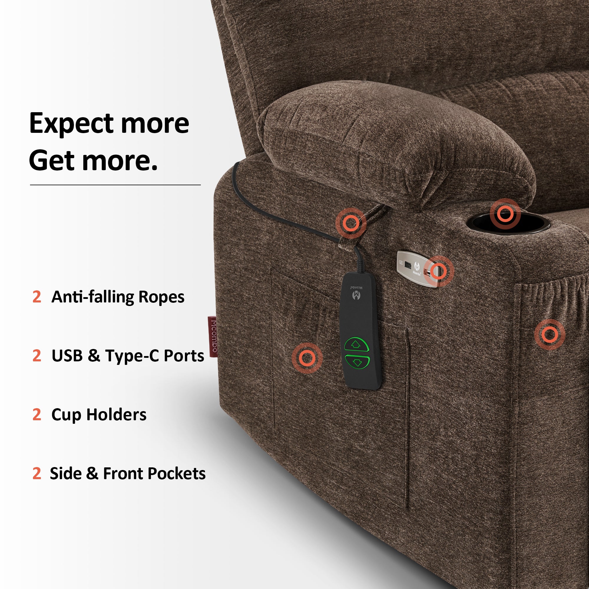 Power Lift Recliner Chair, Massage and Heat, Fabric 7095|7099|R7092|R7096