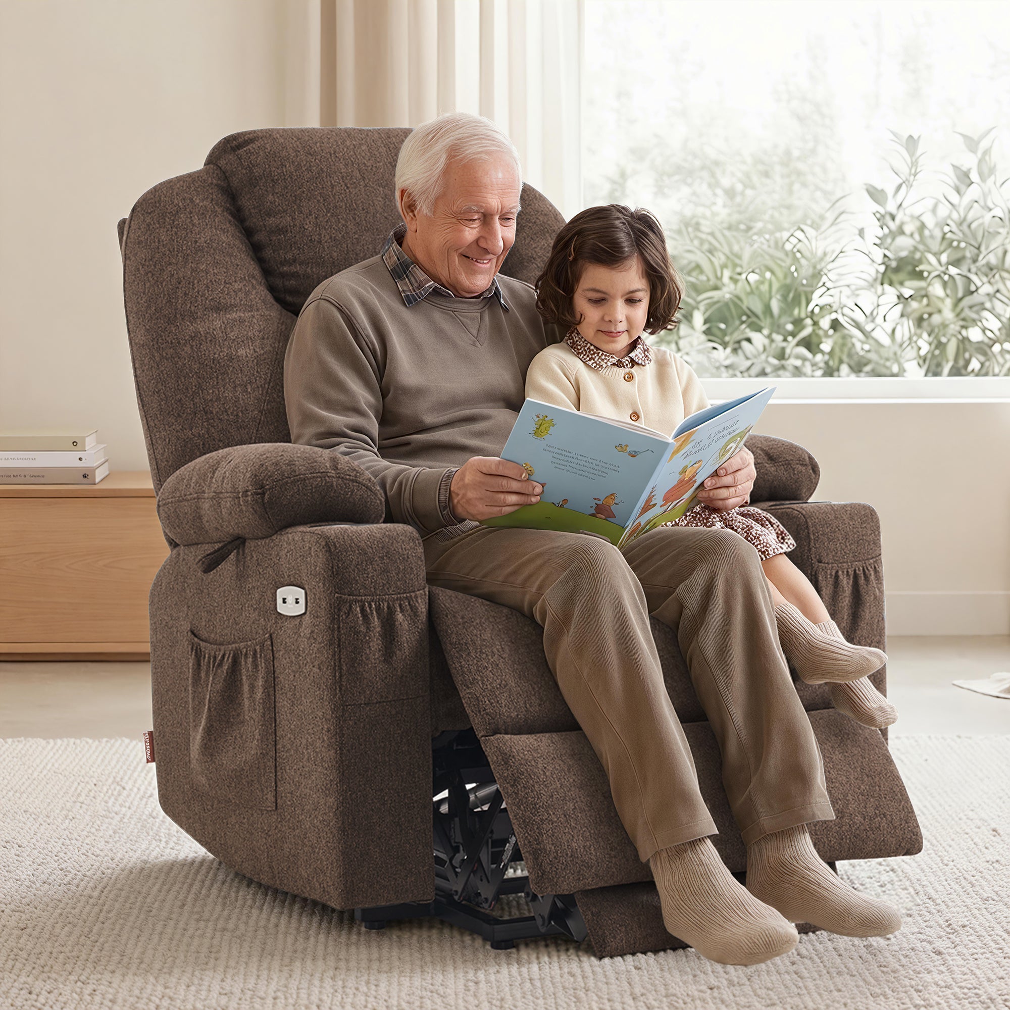 Power Lift Recliner Chair for Elderly, Massage and Heat, Fabric 7040|7516|7141|R7042|R7045|R7510