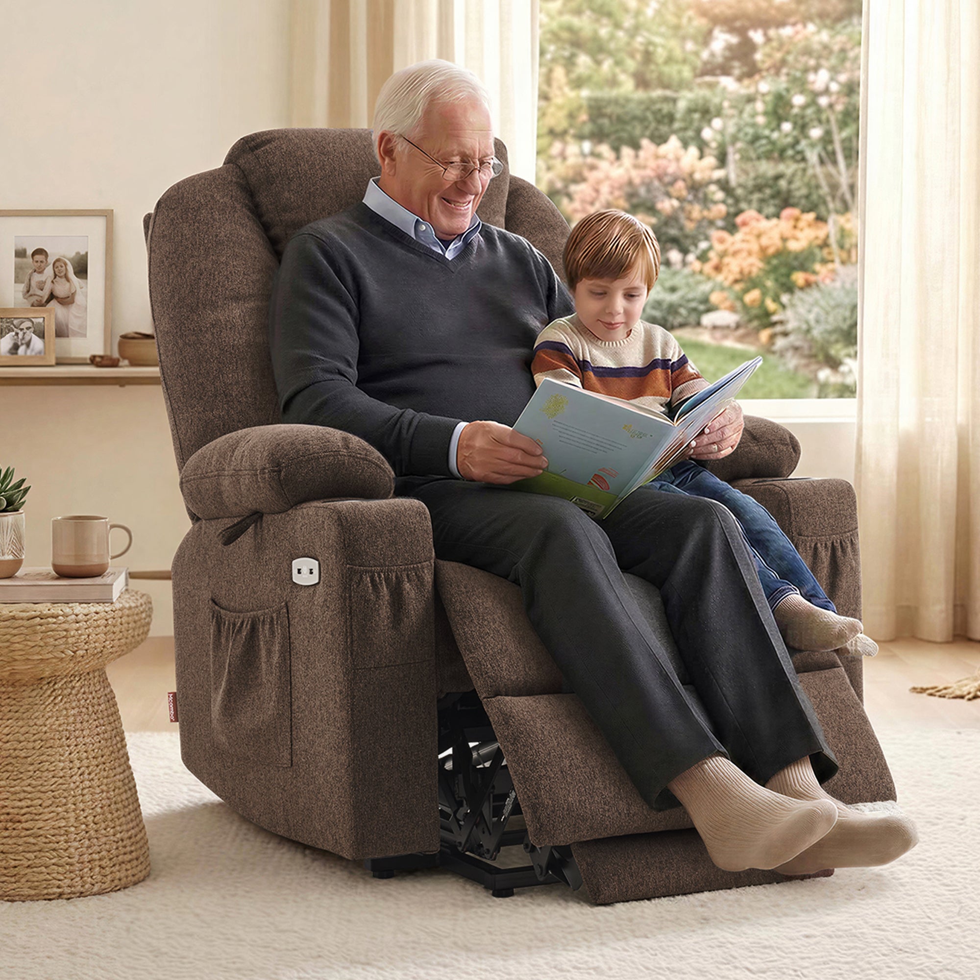 Power Lift Recliner Chair for Elderly, Massage and Heat, Fabric 7040|7516|7141|R7042|R7045|R7510