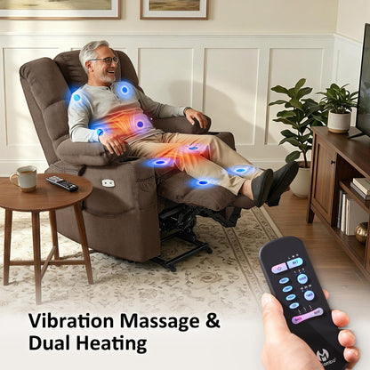 Power Lift Recliner Chair, Triple Motor, Massage and Heat, Fabric 7634|7631|7632|R7635