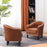 Mcombo Accent Club Chair, Barrel Chair with Ottoman, Faux Leather Arm Chair for Living Room Bedroom, Small Space 4022