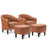 MCombo Accent Club Chair, Barrel Chair with Ottoman, Faux Leather Arm Chair for Living Room Bedroom, Small Space 4022