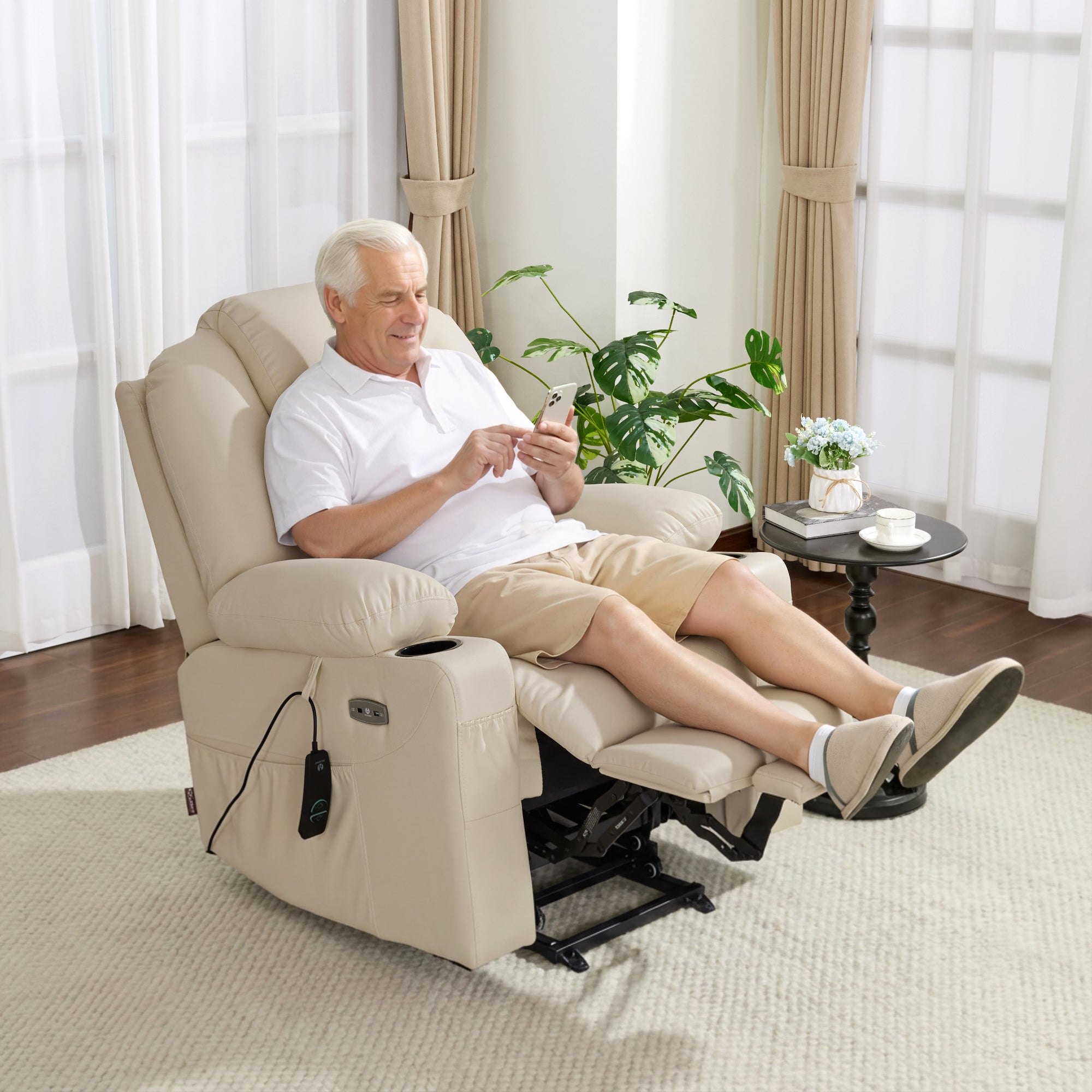 Power Lift Recliner Chair for Elderly, Massage and Heat, Faux Leather 7040|7516|7141|R7045|R7510