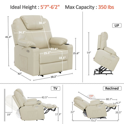 Power Lift Recliner Chair for Elderly, Massage and Heat, Faux Leather 7040|7516|7141|R7045|R7510|R7042