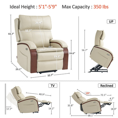 Power Lift Recliner Chair for Elderly, Massage and Heat, Faux Leather 7917