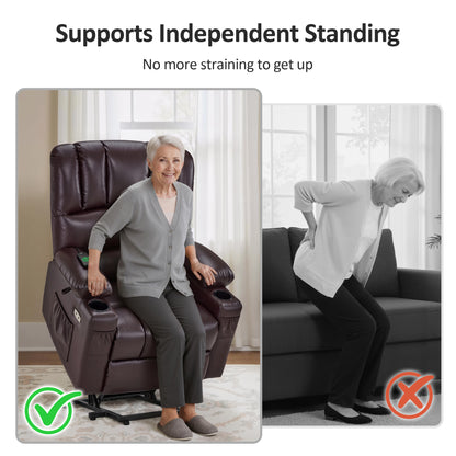 Power Lift Recliner Chair for Elderly, Massage and Heat, Faux Leather 7095|7099|R7092|R7096