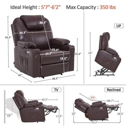 Power Lift Recliner Chair for Elderly, Massage and Heat, Faux Leather 7040|7516|7141|R7045|R7510|R7042