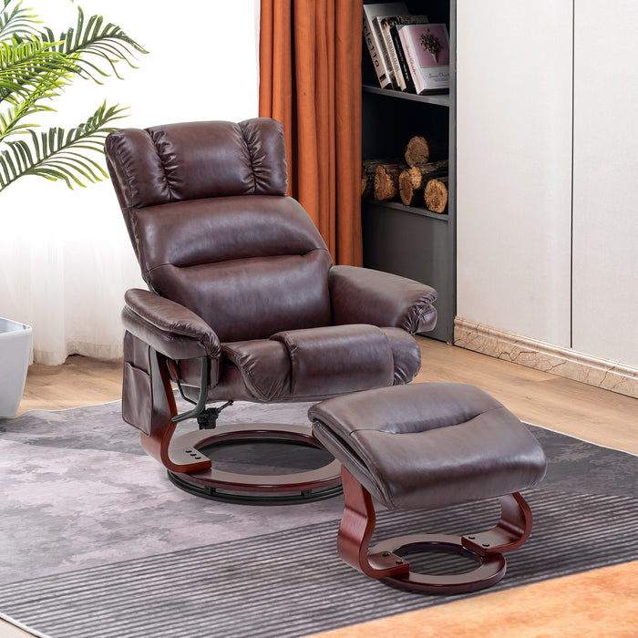 MCombo Swivel Recliners with Ottoman, Reclining TV Chairs with Vibration Massage, Faux Leather Ergonomic Lounge Chair for Living Room Bedroom 4832