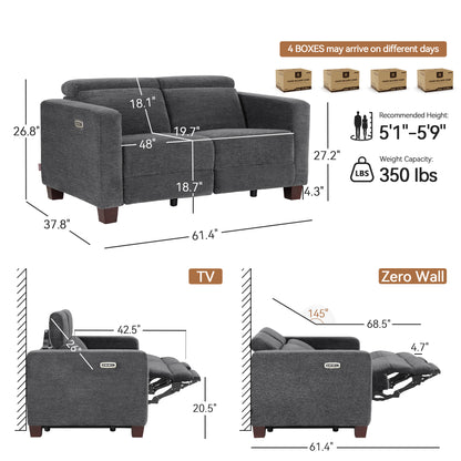 Zero Wall Power Reclining Sofa, Fabric HL198M1|HL198M3