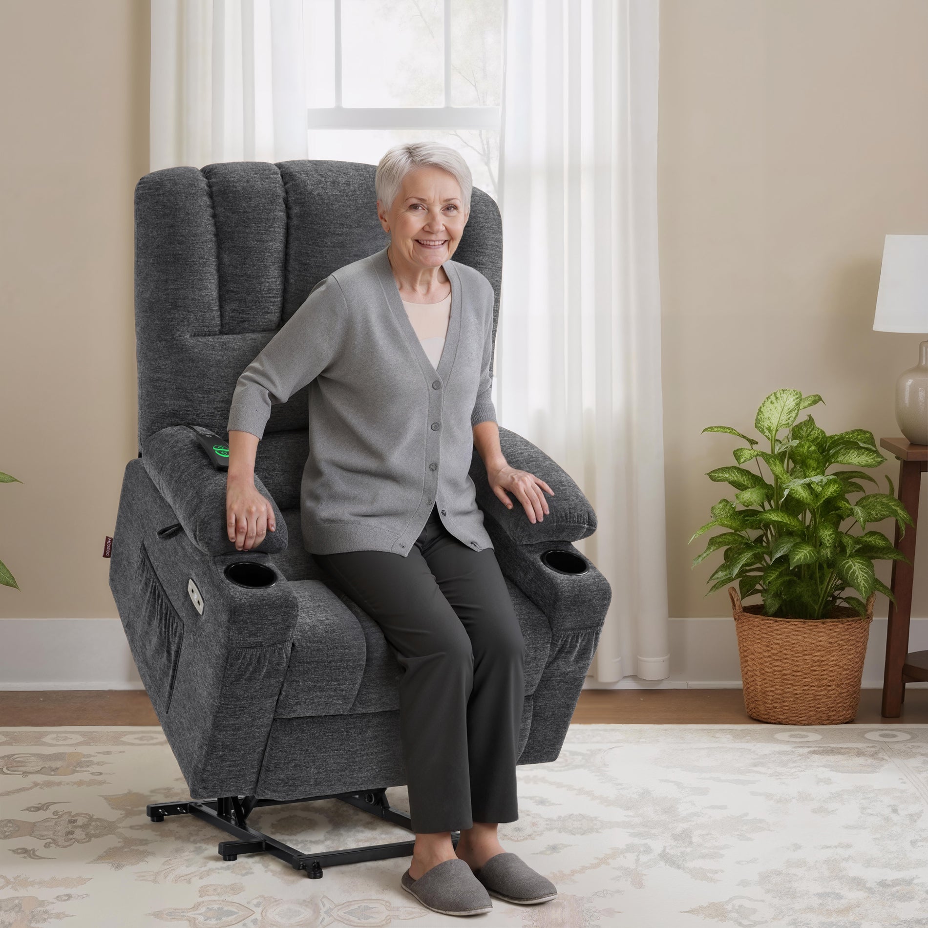 Power Lift Recliner Chair, Massage and Heat, Fabric 7095|7099|R7092|R7096