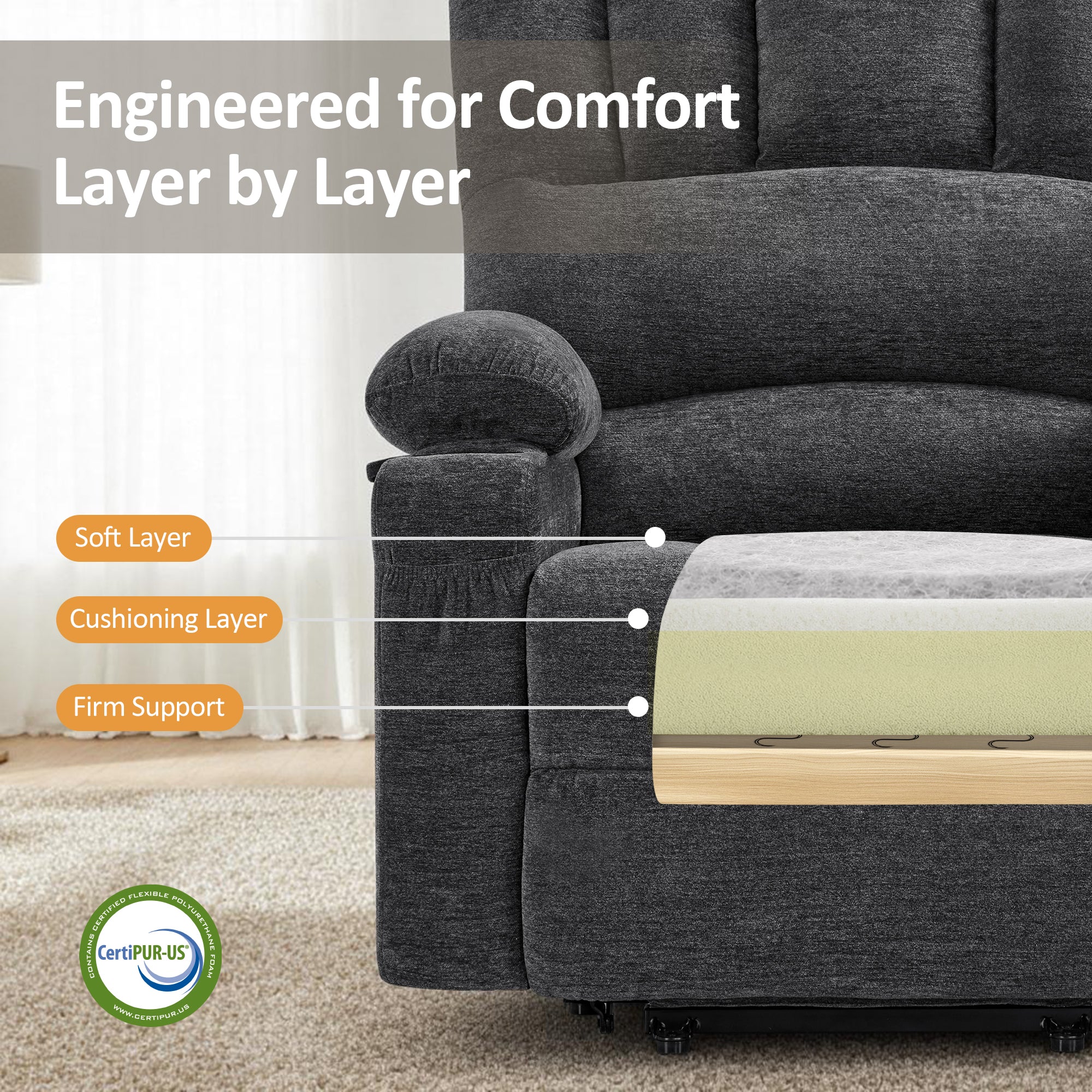 Power Lift Recliner Chair, Massage and Heat, Fabric 7095|7099|R7092|R7096