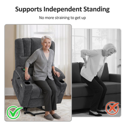 Power Lift Recliner Chair, Massage and Heat, Fabric 7095|7099|R7092|R7096
