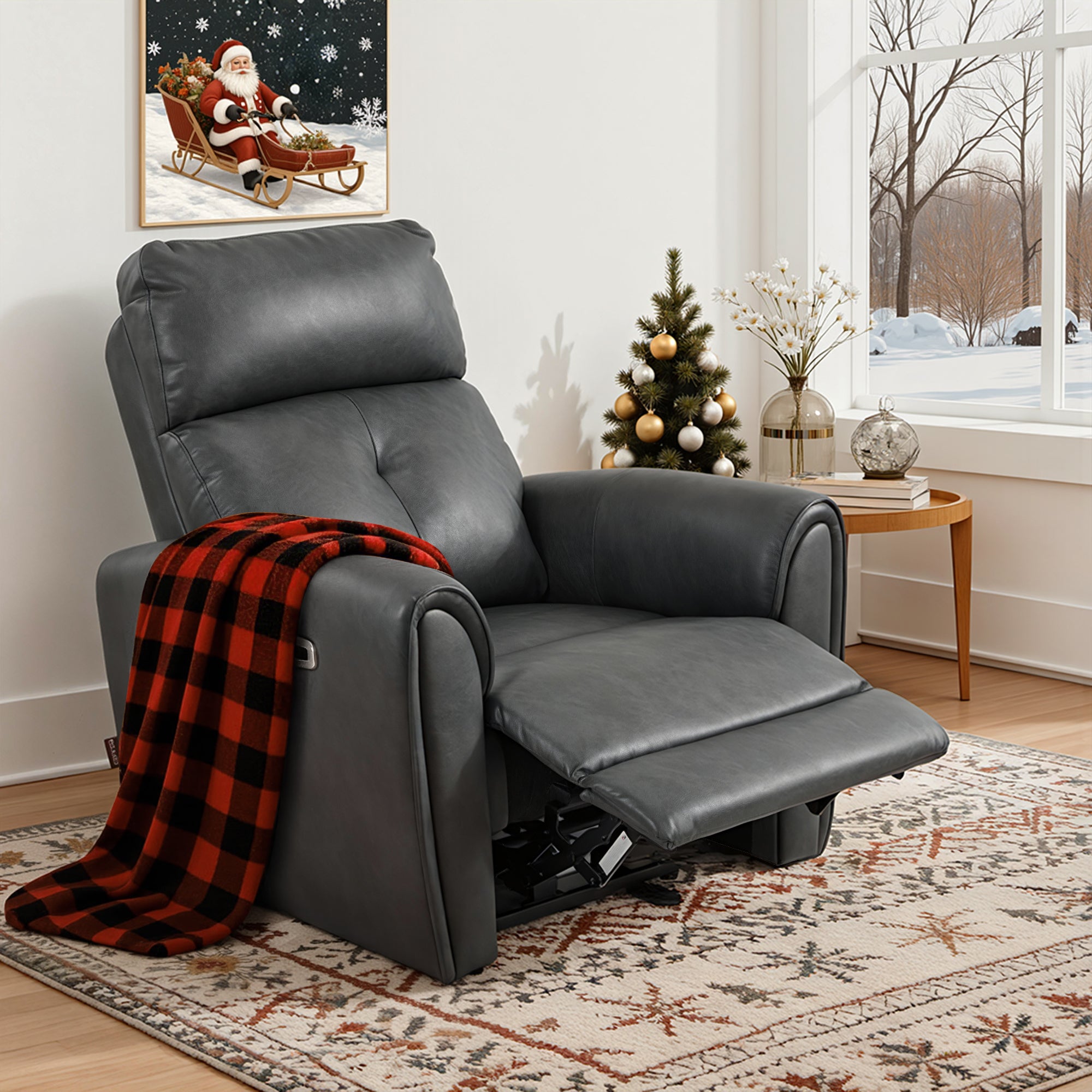 Zero Wall Hugger Recliners Chair for small space, Faux Leather PR699