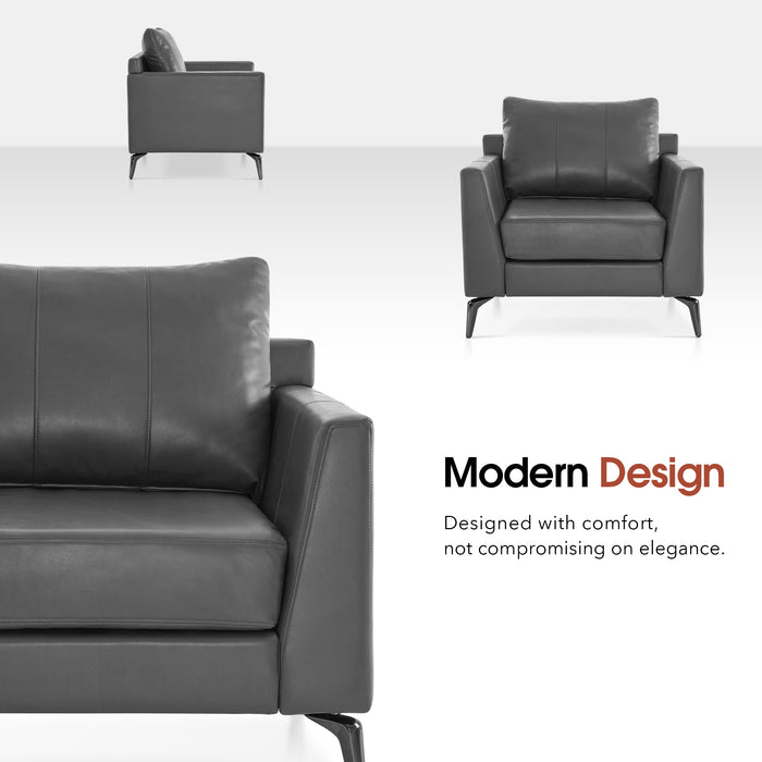 MCombo Modern Accent Chair, Faux Leather Upholstered Lounge Armchair, Single Sofa Chairs for Living Room Office 4629