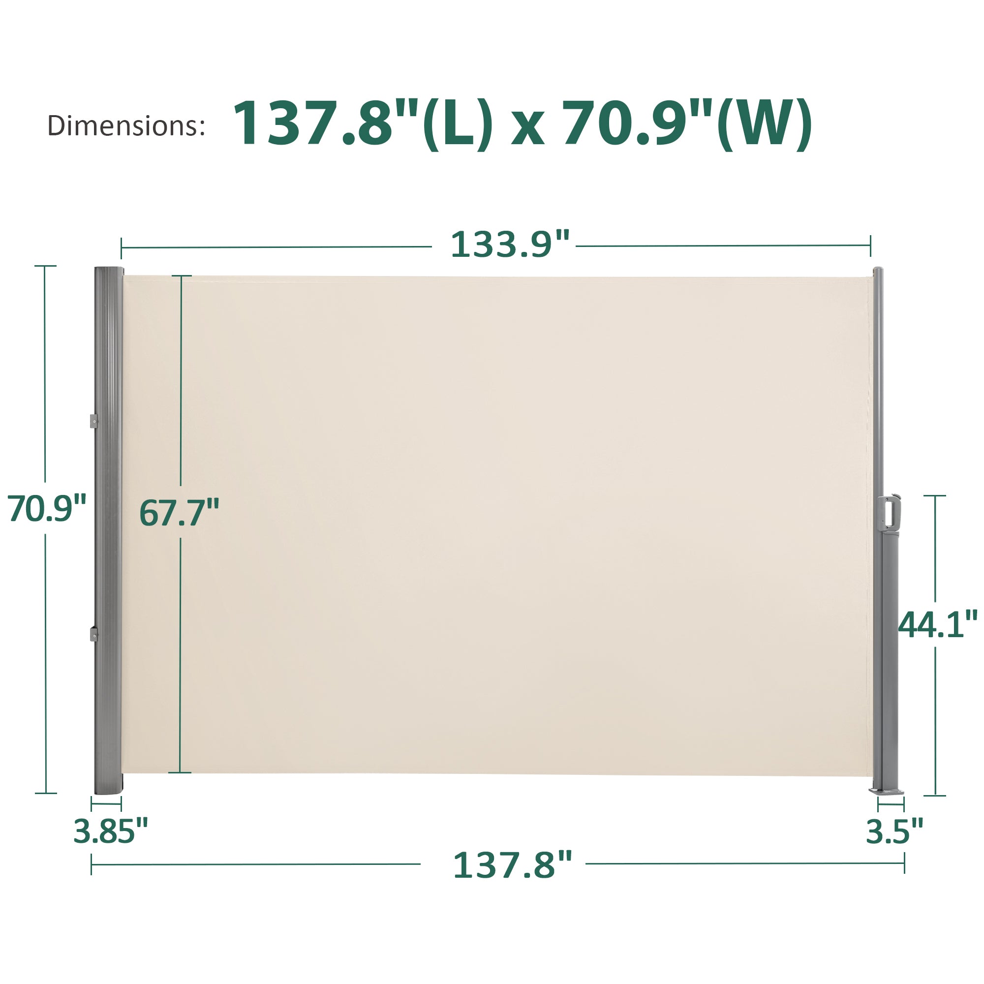 MCombo Fully Assembled Aluminum Side Awning, Retractable Waterproof Sunshade & Privacy Screen for Patio, Garden & Balcony