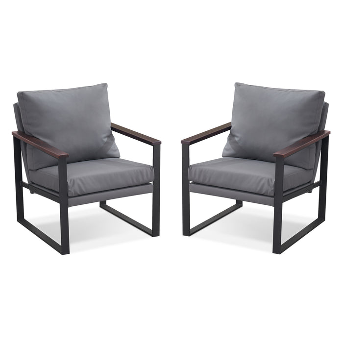 MCombo Modern Accent Chairs, Armchair with Upholstered Cushion, Faux Leather Lounge Chairs for Living Room Bedroom HQ304