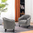 Mcombo Accent Club Chair, Barrel Chair with Ottoman, Faux Leather Arm Chair for Living Room Bedroom, Small Space 4022