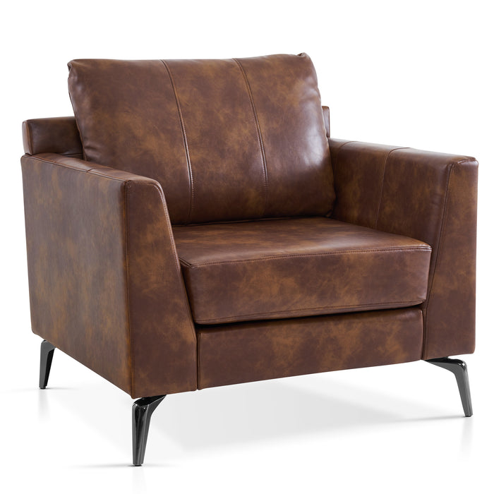 MCombo Modern Accent Chair, Faux Leather Upholstered Lounge Armchair, Single Sofa Chairs for Living Room Office 4629