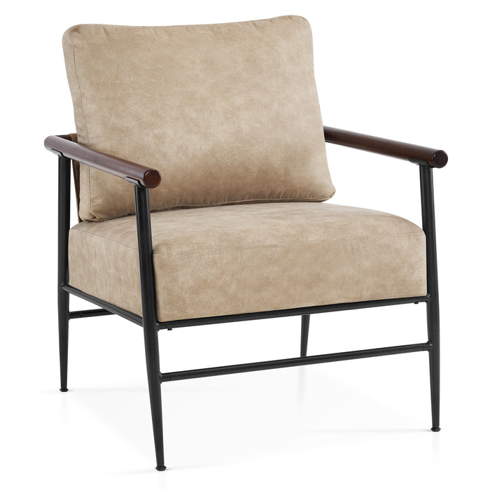 MCombo Modern Accent Chairs, Armchair with Upholstered Cushion, Leathaire Fabric Lounge Chairs for Living Room 4748