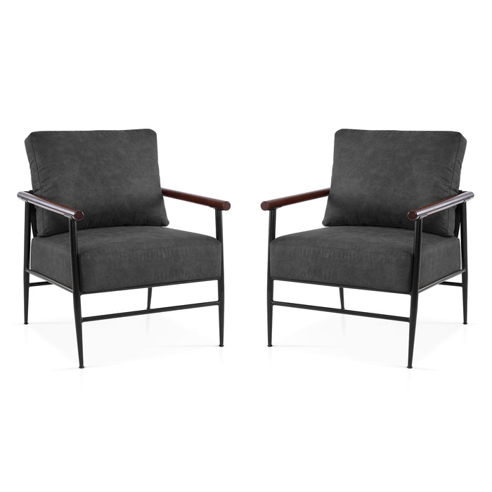 MCombo Modern Accent Chairs, Armchair with Upholstered Cushion, Leathaire Fabric Lounge Chairs for Living Room 4748