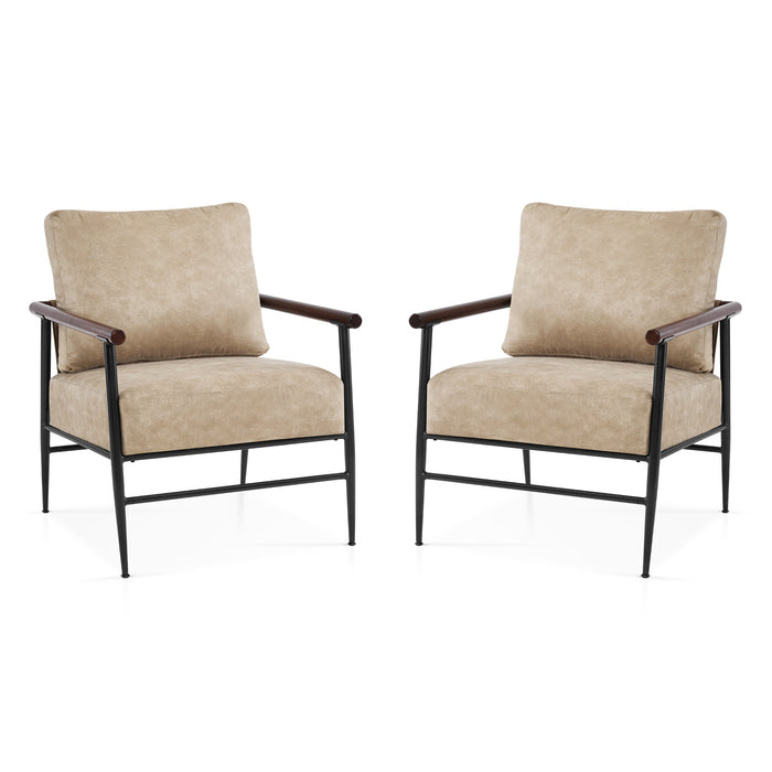 MCombo Modern Accent Chairs, Armchair with Upholstered Cushion, Leathaire Fabric Lounge Chairs for Living Room 4748