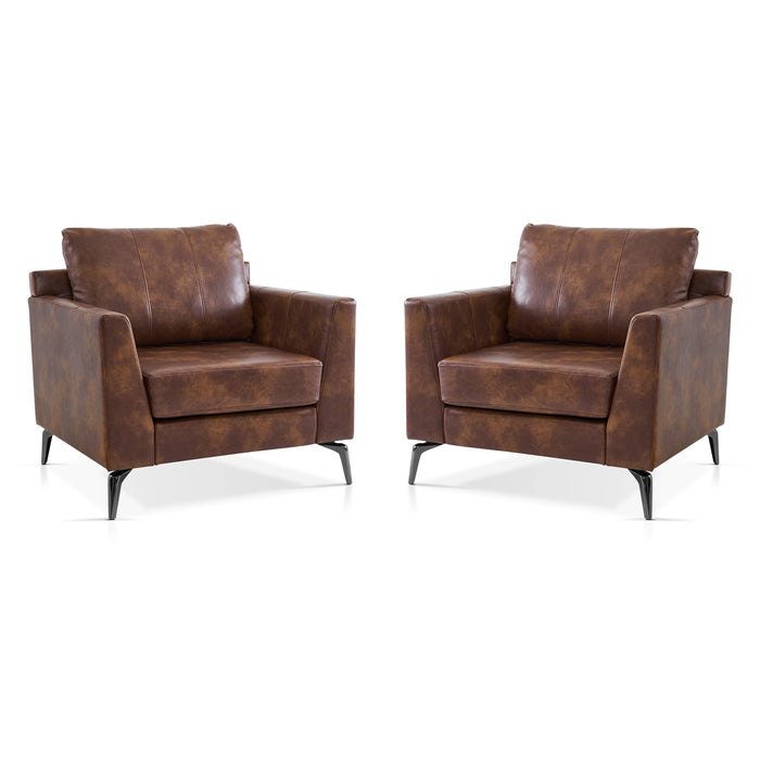 MCombo Modern Accent Chair, Faux Leather Upholstered Lounge Armchair, Single Sofa Chairs for Living Room Office 4629