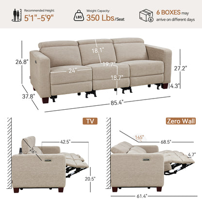 Zero Wall Power Reclining Sofa, Fabric HL198M1|HL198M3