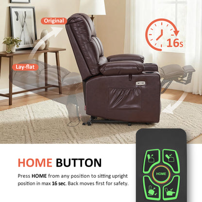 Power Lift Recliner Chair for Elderly, Dual Motor, Massage and Heat, Faux Leather 7680|7679|R7688|R7677