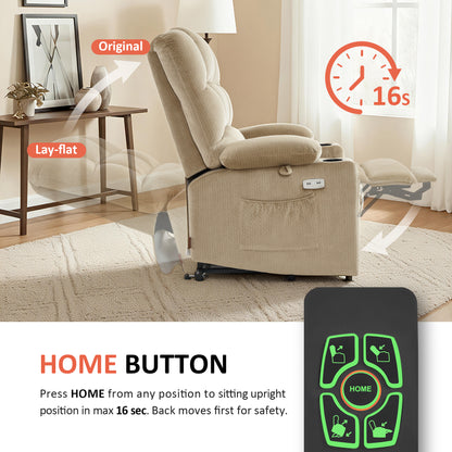 Power Lift Recliner Chair for Elderly, Dual Motor, Massage and Heat, Fabric 7680|7679|R7688|R7677